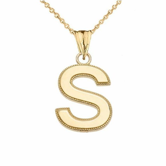 Real Gold Small Initial Letter S Pendant Necklace